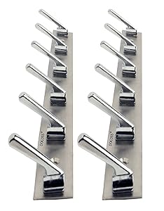 Docoss Deluxe Stainless Steel 6 Pin Cloth Hanger Hook Set (Silver, Pack of 2)