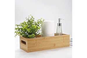 Toilet Tank Paper Basket for Back of Tank Top, Bamboo Bathroom Storage for Organizing (15 x 6 x 4 inch)