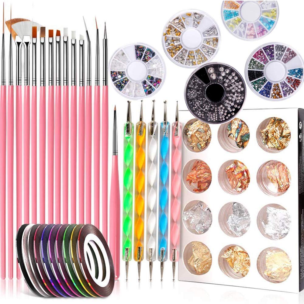 Nail Art Kit Nail Pen Designer 47 Pcs, Dotting Foil 15 Pcs