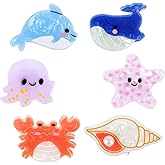 6Pcs Sea Animals Mini Claw Clip for Women Girls Ocean Cute Small Fun Hair Clips Octopus Whale Crab Conch Dolphin Starfish Beach Hairs Accessories