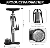Jsdoin Bike Pump Floor Pump with Dual Presta Schrader Valves 160 psi Gauge view 2