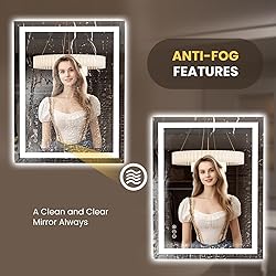 LOAAO 27.6"x35.4" LED Mirror for Bathroom, Lighted