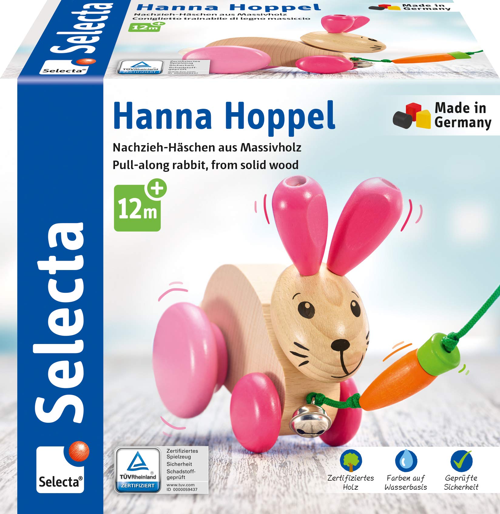 Selecta 62023 Hanna Hoppel Pull On Toy Wooden 13 cm