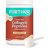 Further Food Chocolate Collagen Peptides Powder with Reishi Mushroom - 100% Grass-Fed, Hydrolyzed Type 1 & 3, 20g of Collagen per Serving, Supports Skin, Hair, Nails & Joints, 11.36 Oz