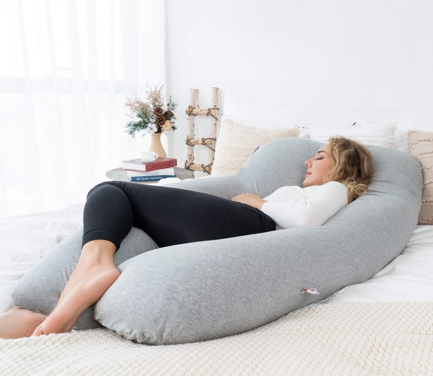 AngQi Full Pregnancy Pillow - Maternity Body Pillow for Pregnant Women - with Cool Jersey Cover: Home & Kitchen