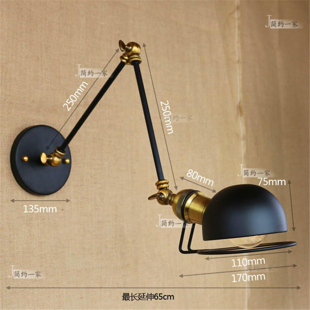 French Wall Lights Iron Black Exterior housing Villa NGA Door Garden Courtyard Double Section Head led Wall lamp B [Energy Class A++]