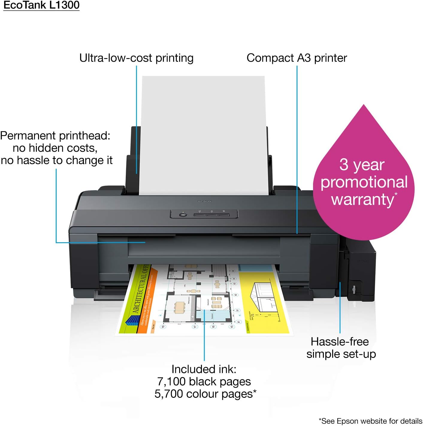 ecotank l1300 single function inktank a3 printer