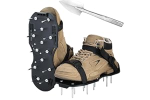 FLKQC Lawn Aerator Shoes Aeration Shoes Lawn Aerator Spike Shoes with Hook & Loop Straps Spiked Sandals Shoes Grass Aerator T