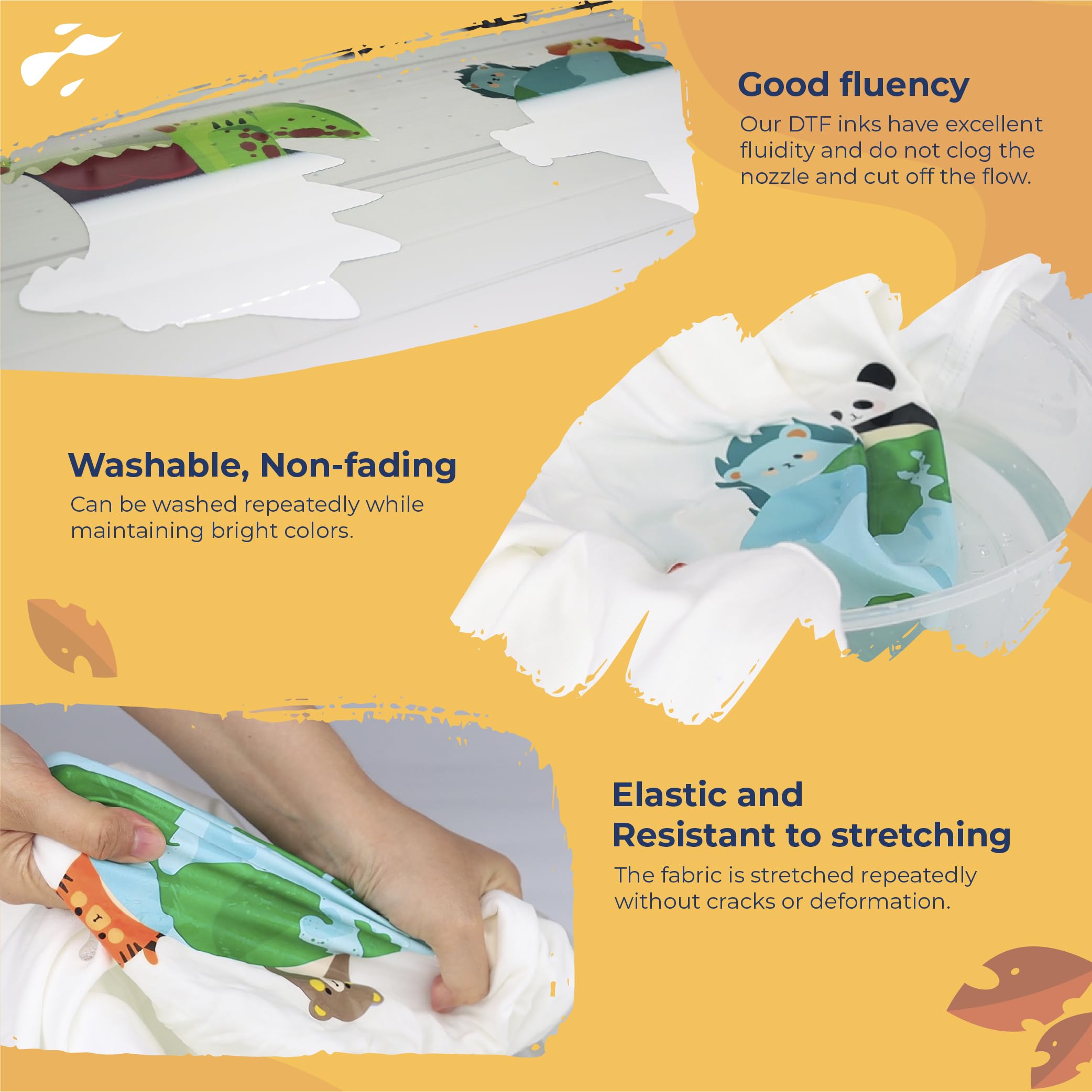 Enlite DTF Ink 250ML Combo Pack, Premium Pigment Ink for PET Film Heat Transfer Printing, Refill for DTF Printer with printhead DX5 DX7 5113 XP600 I3200 4720 TX800, 2W+1B+1C+1M+1Y