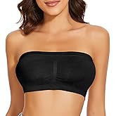 LEYSHE Strapless Bra for Women Bandeau Bra Padded Wireless Tube Top Non-Slip Seamless Bandeau Top