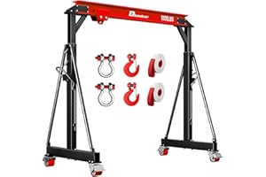 Dkenicor 2 Ton 5000Lb Gantry Crane, 9.06FT Maximum Width, 8.53-12.47ft Adjustable Height, Portable Shop Lift Hoist with 3 Ton Manual Trolley, Red