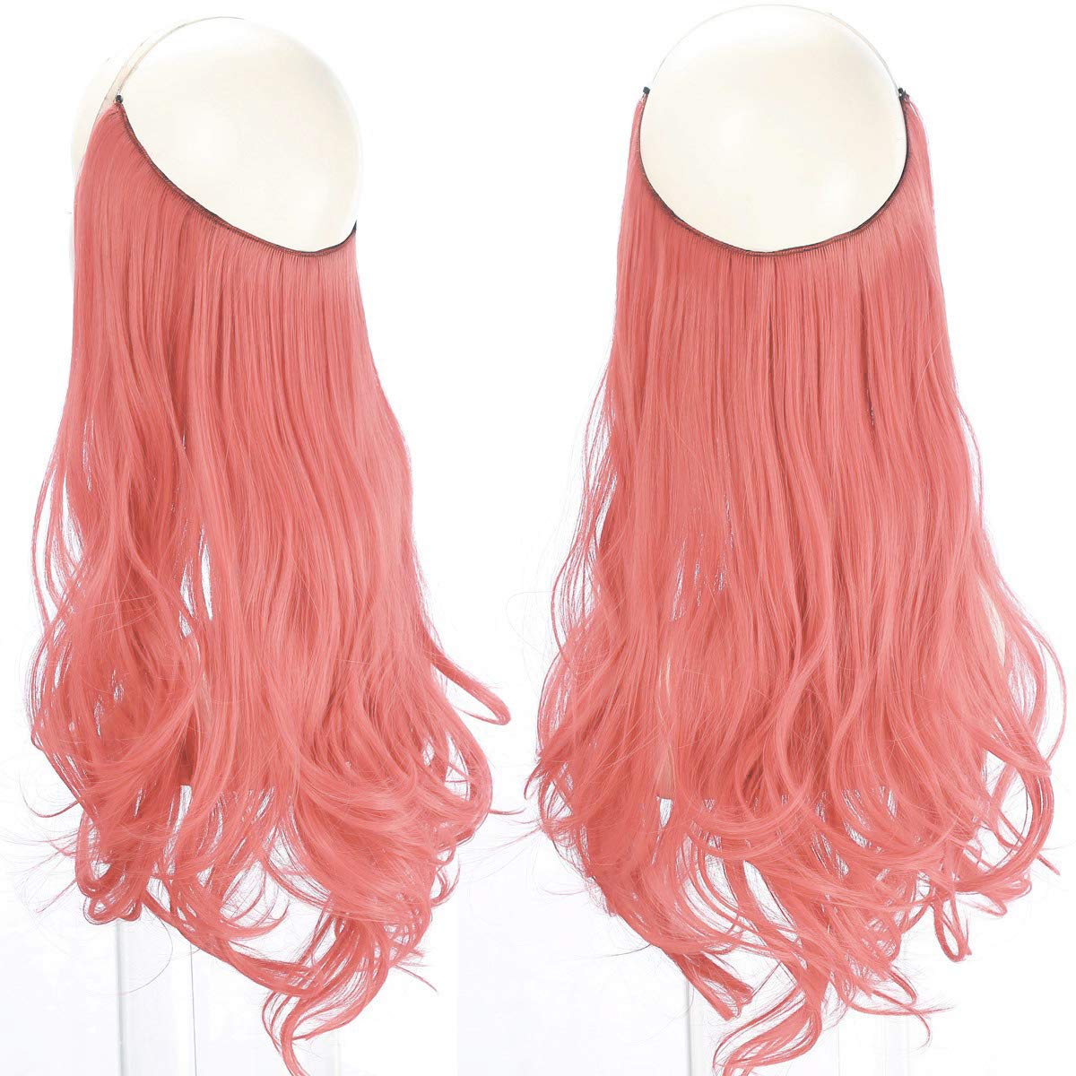 Colored Hair Extensions Curl Wavy Curly Halo Princess Pink