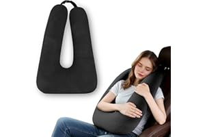 MROUEN Travel Pillow, Travel Pillow for Kids, Sleeper Hold Pillow Travel, Removable U-Shaped Pillow for Adults and Children to Support Head and Body in The Back Seat of Long Car Trips (Black)