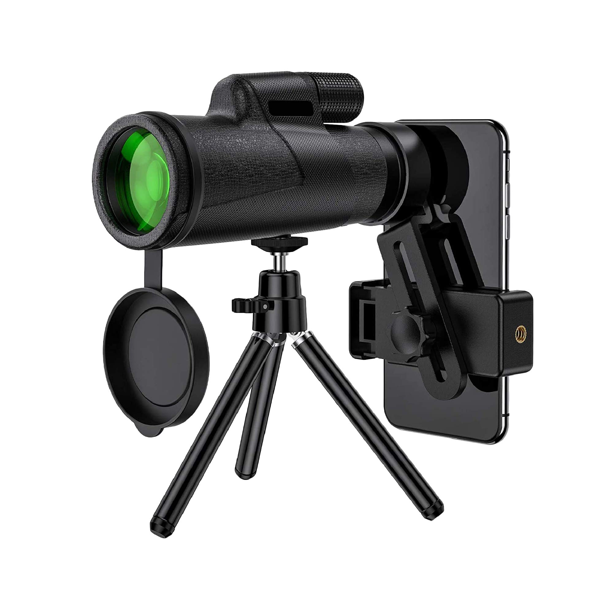 TENESA 12x50 High Definition Monocular Telescope, Bak4 Prism FMC lens Waterproof Monocular with Smartphone Holder and Tripod