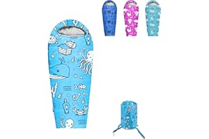 ANJ Outdoors 32F-59F Youth and Kids Sleeping Bag | Indoor/Outdoor Boys and Girls Sleeping Bag | Mummy Style, Lightweight Sleeping Bag for Kids