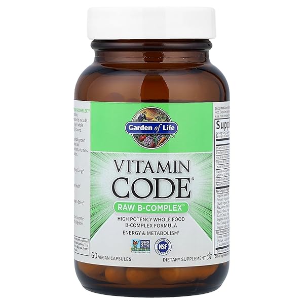 GARDEN OF LIFE VITAMIN B COMPLEX, 60 VEGAN CAPSULES, HIGH POTENCY VITAMINS FOR ENERGY & METABOLISM WITH B6, FOLATE & B12 AS METHYLCOBALAMIN PLUS PROBIOTICS