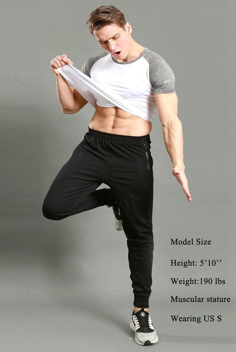 TBMPOY Men's Athletic Running Sport Jogger Pants with Zipper Pockets: Clothing