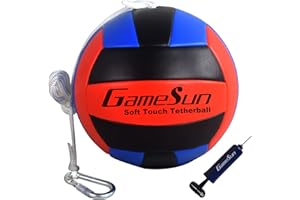 GAMESUN Tetherball and Rope,Full-Size Soft Touch, Portable Tetherballs with Soft Rope - Great Outdoor Game for Kids