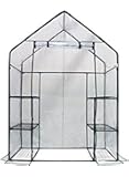 Homewell LF69005 Mini Walk-In Greenhouse with 3 Tiers 6 Shelves, (56L x 29W x 77H-Inches)