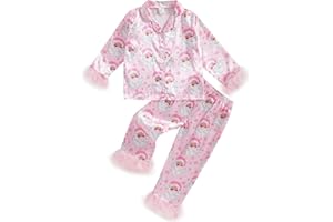 Twopumpkin Toddler Girl Boy Halloween Satin Silk Pajamas Button Down 2 Piece Pajama Set Little Kids Girls Pjs Nightgown