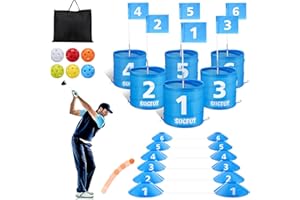 SUGFUT Backyard Golf Games Blue Portable 6 Hole Golf Course Play with Golf Flags Golf Yard Games for Adults, Kids, Family - Bucket Backyard Games, Outdoor Games, Bucket Games