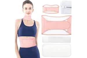 Castor Oil Pack Wrap, MRLI 5 Pack Castor Oil Pack for Liver Detox, Organic Cotton Flannel for Castor Oil Pack, Reusable Castor Oil Pack Kit for Thyroid Neck with Adjustable Elastic Strap