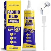 Komoko Fabric Glue Permanent (2.02 Fl Oz), Fabric Glue for Clothing, Patches, Denim, Polyester, Fabrics, Doll Repair, Flannel, Cotton, Multipurpose Clear Glues, Tacky Glues