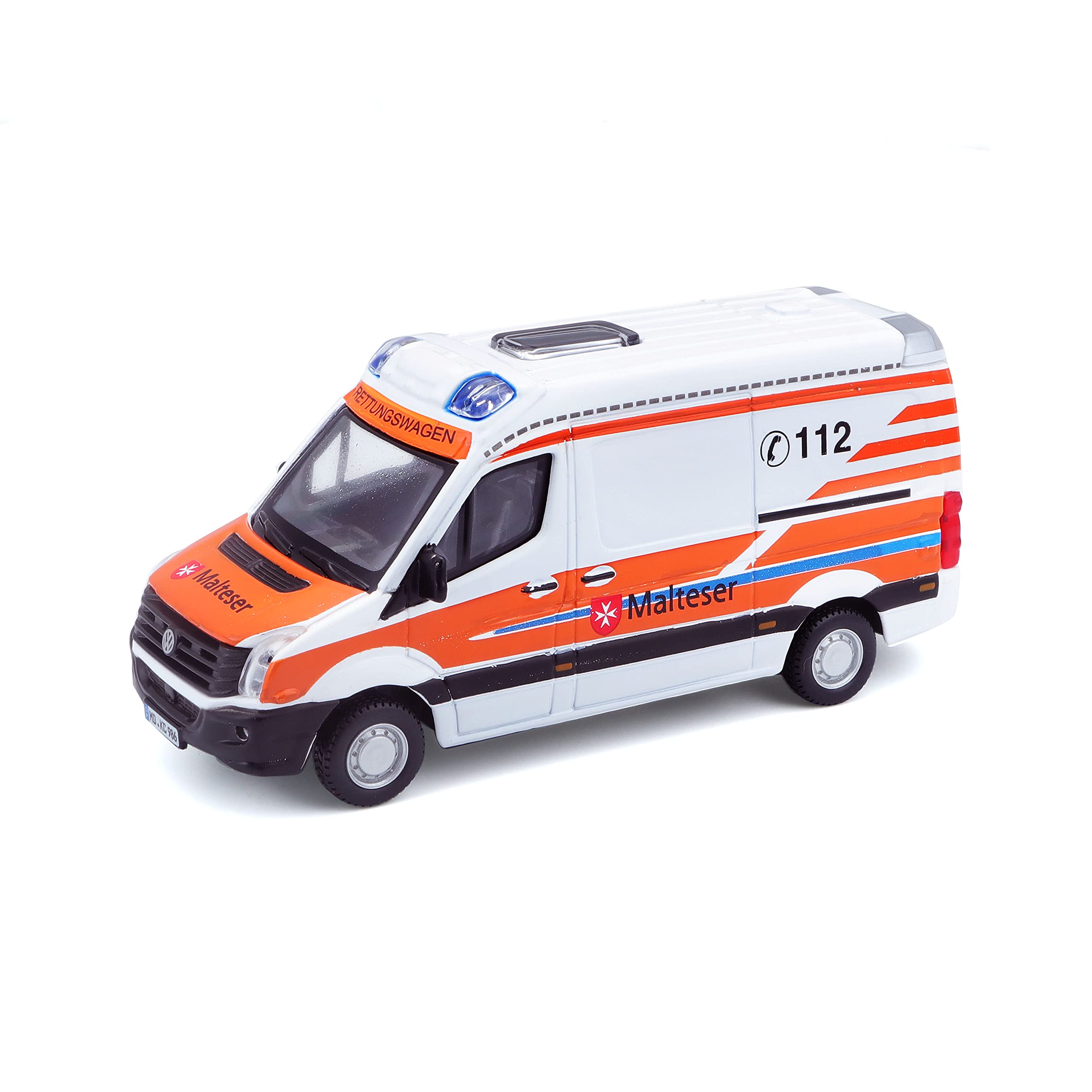Bauer Spielwaren 18-32011M VW Crafter Malteser 1:50 Scale Toy car, White-Orange