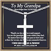 EPIRORA Cross Necklaces Gifts for Men, Silver Cuban Link Chain Necklace Gifts for Dad Son Grandson Uncle Nephew Boyfriend