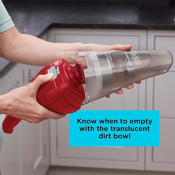 BLACK+DECKER DUSTBUSTER QUICKCLEAN HANDHELD VACUUM, CORDLESS, LIGHTWEIGHT & PORTABLE, ERGONOMIC DESIGN, RED