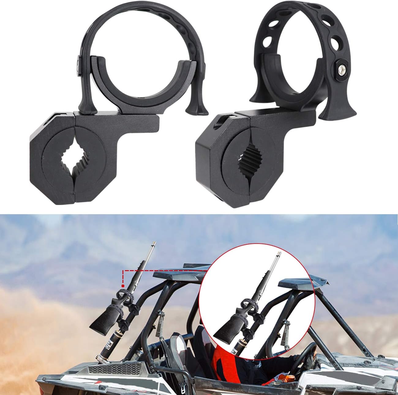 AUFER Universal Multifunctional Vehicle Mount Roll Bar Gun Rack Holder Water Drink Cup Holder Fit For Jeep Wrangler UTV Polaris RZR Ranger Can-Am Kawasaki roll bar tool mount: Automotive