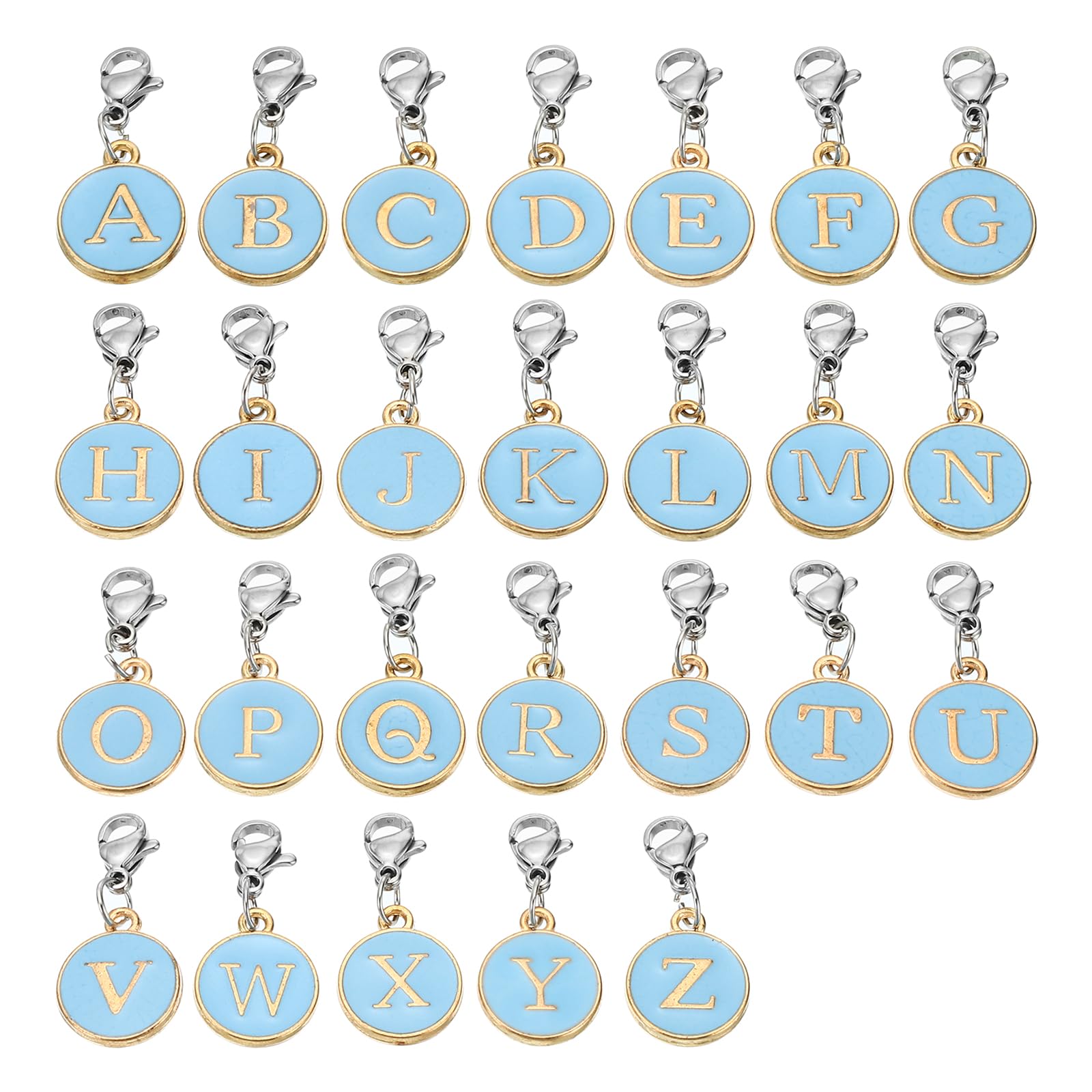 PATIKIL Enamel Crochet Stitch Markers, 26 Pack a to Z Letter Metal Pendants Charm Knitting Markers Stitch Marker for Sewing Crocheting Jewelry Making, Blue