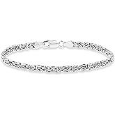 Miabella Italian 925 Sterling Silver or 18K Gold Plated 4mm Byzantine Link Chain Anklet Ankle Bracelet for Women, Made in Italy