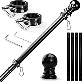 Anovo Flag Pole for Outside House - Stainless Steel 5 FT Flag Poles Kit with1 Inch Metal 360&deg; Rotating Rustproof Flag Pole Rings for Outside House Porch 3x5 Flag Without Holder (5 FT-Black)
