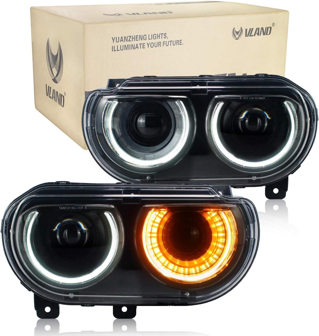 USEKA Headlight for 2009 2010 2011 2012 2013 2014 Challenger SRT Headlights (LHD(Driver is on the left))