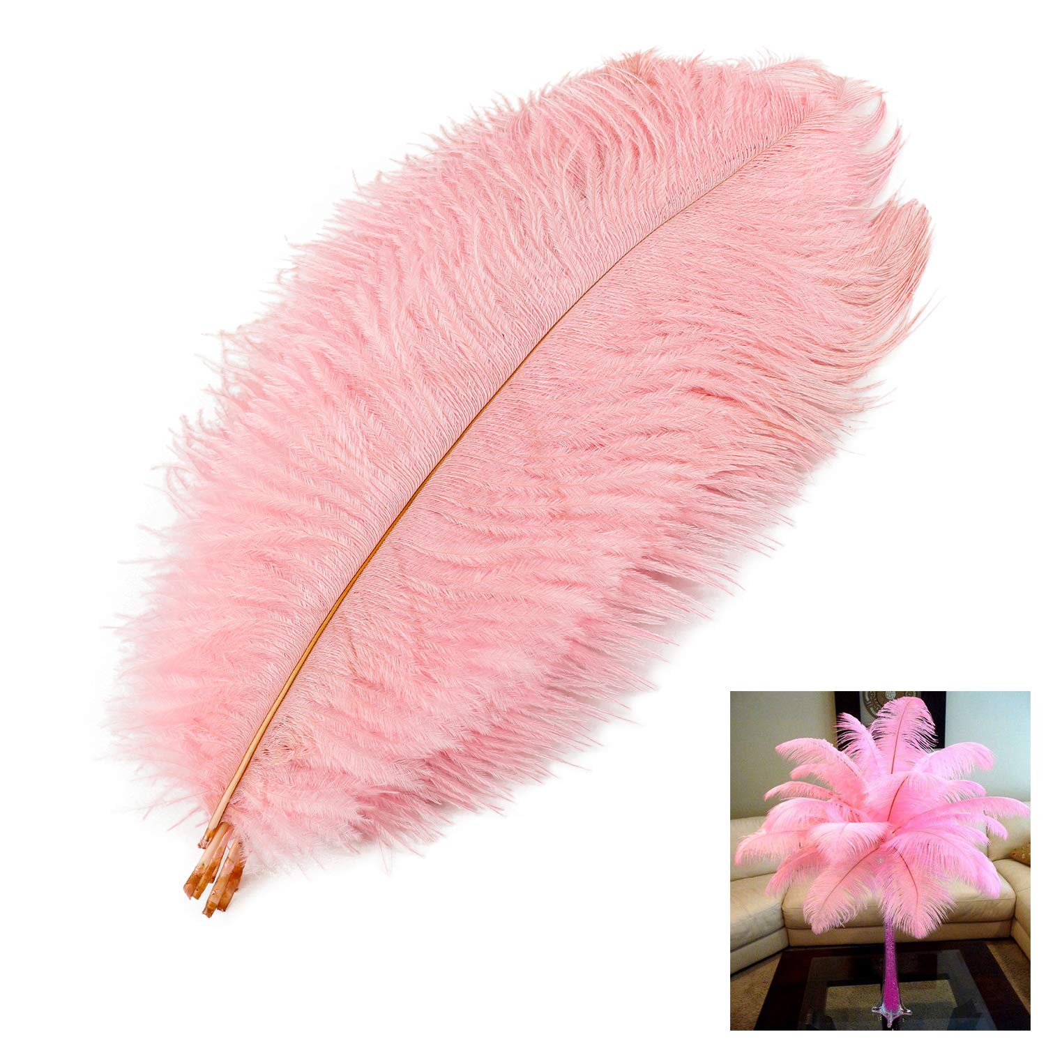 MWOOT 10pcs Natural Ostrich Feathers, 10-12inch(25-30cm) Crafts DIY Plume Feahter for Centerpieces Home Wedding Party Table Decoration (Pink)