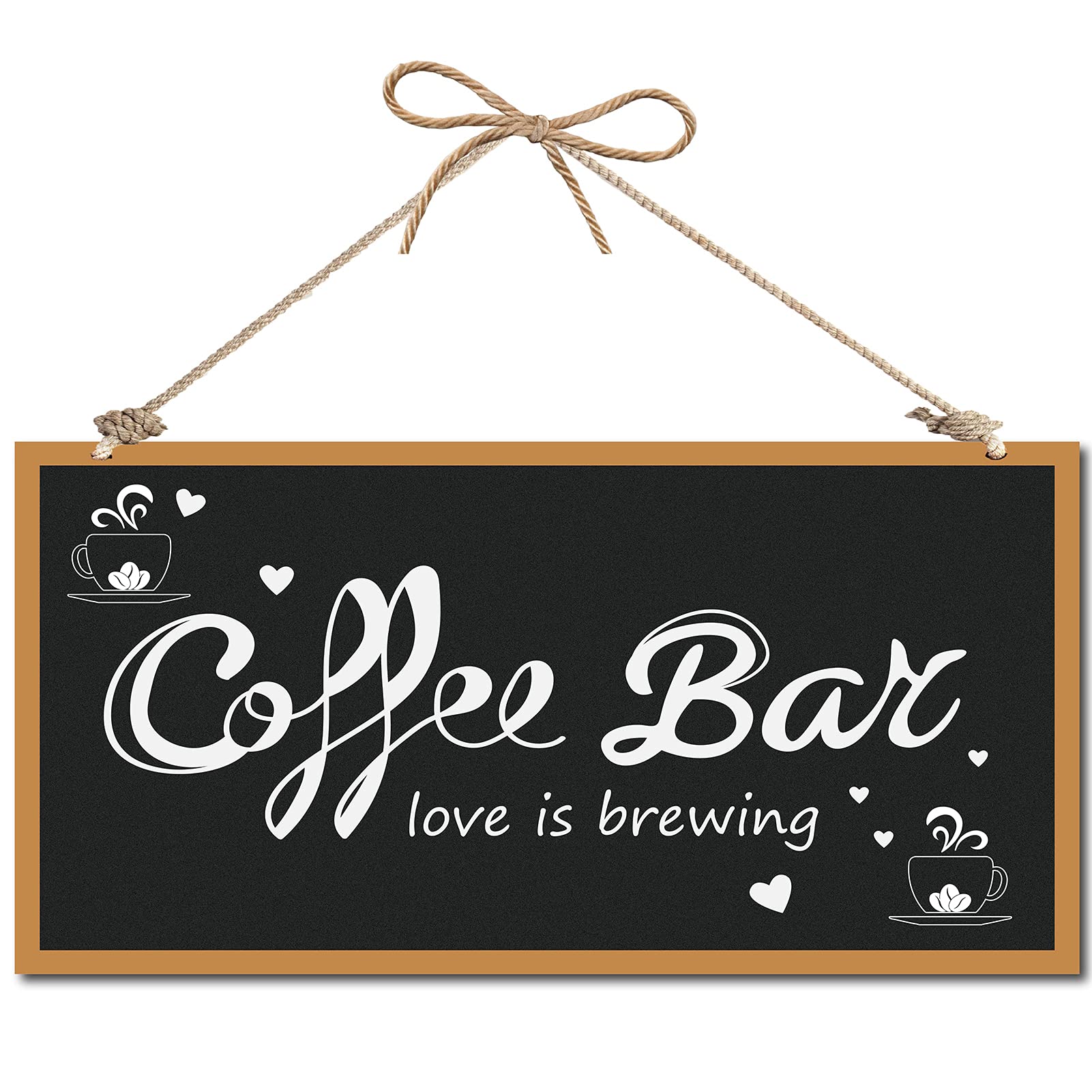 CREATCABIN Coffee Bar Decorative Wood Sign Home Decor Wood Sign Plaque Hanging Wall Art Wooden Board Door Signs Loving Is Brewing Heart for Coffee Shop Home Kitchen Patio Decoration 12 x 6inch