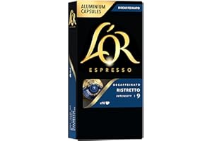L'OR DECAF Espresso Capsules, 10 Count DECAF Ristretto, Single-Serve Aluminum Coffee Capsules Compatible with the L'OR BARISTA System & *Nespresso Original Machines, 10 Count (Pack of 1)