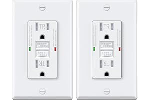 HEERJUS 2 Pack 15 Amp GFCI Outlet GFI Electrical Outlet Tamper Resistant(TR) Self-Test GFI Receptacles with LED Indicator Decoration Wall Plates UL Listed White
