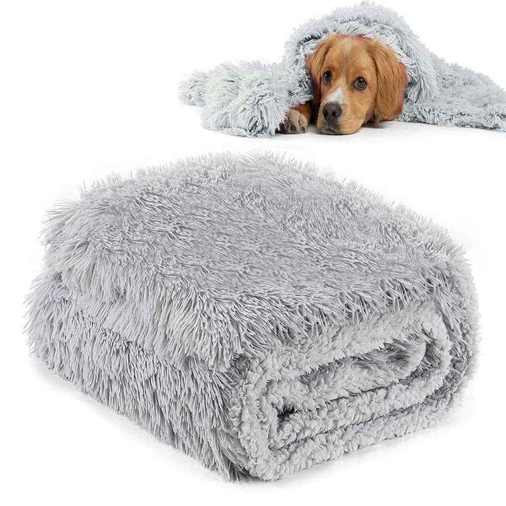 CHMMY Fluffy Dog Blanket, Soft Cat Blanket, Fleece Blanket, Washable Dog Blankets for Sofas, Soft Warm Mat for Pets, Dogs, Cats, Puppies 75 x 100 cm