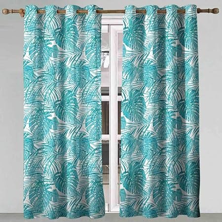 Cortinas con aislamiento térmico de oscurecimiento, color azul claro