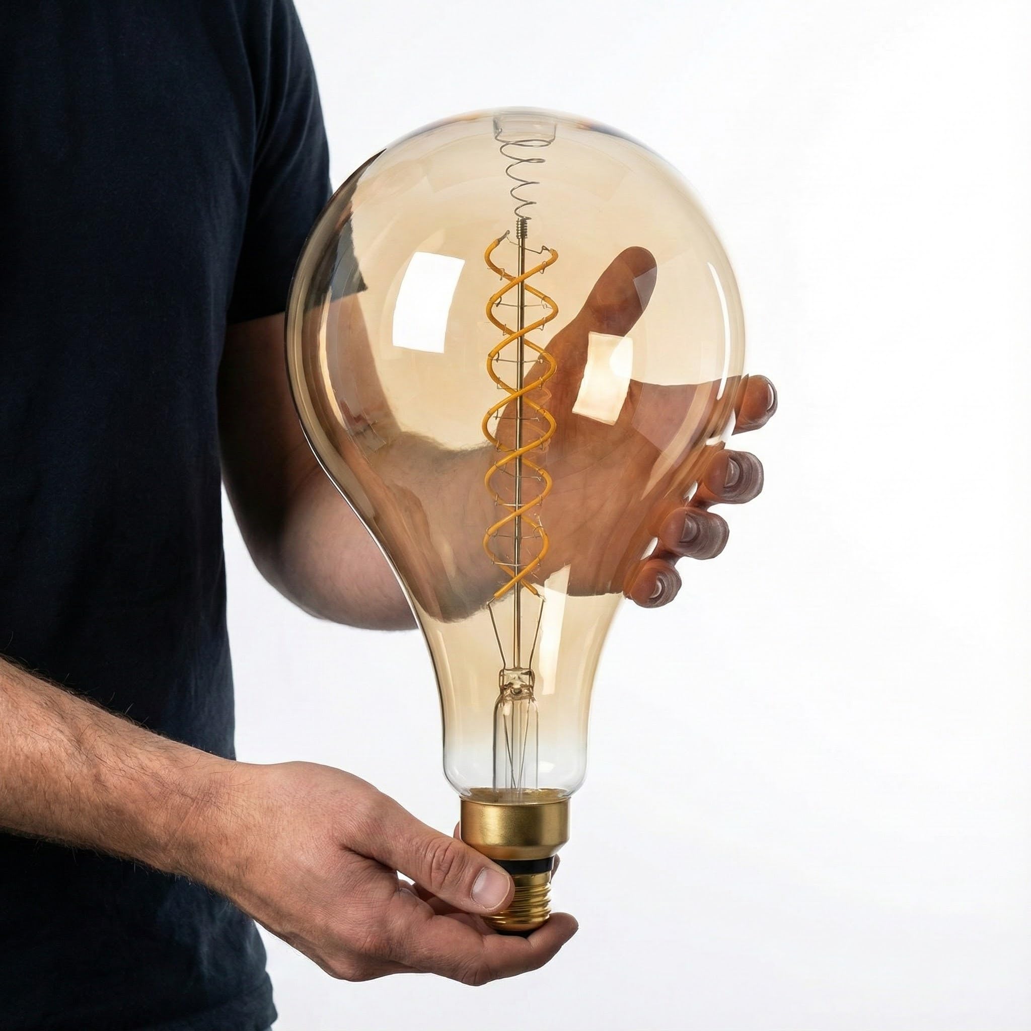 Oversized Edison LED Light Bulb - Vintage PS52 7W Dimmable 40W Equivalent, 2200K Warm Amber Glow, E26 Base, Golden Glass