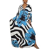 Bsubseach Women Floral Print Kaftan Dresses Plus Size Bathing Suit Cover Up Moo Moos Caftan Beach Dress for Swimwear Summer