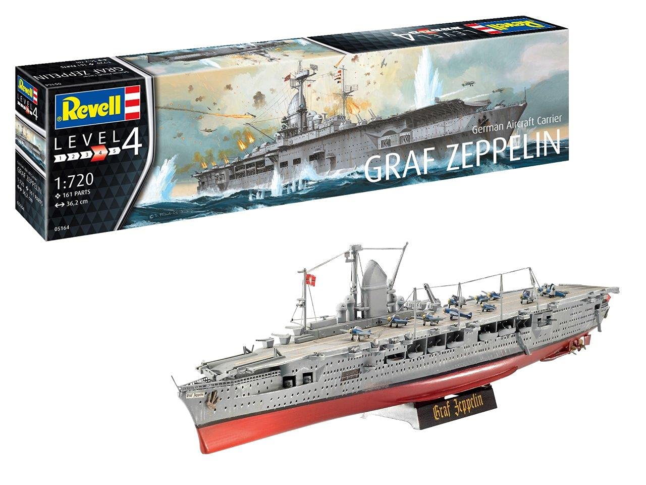Revell 05164 1:720 German Aircraft Carrier 'GRAF Zeppelin' Plastic Model Kit, Various, 1/720
