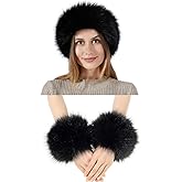 Fancylovesotio 3 Pieces Faux Fur Headband Arm Warmers Wrist Cuffs Earmuff Ear Warmer for Cold Weather Furry Costumes Black