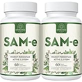 Kanacoufce 1100mg SAM-e (S-Adenosyl-L-Methionine), SAM e Supplement for Mood, Joint & Liver, Highest Concentration of Active S,S Form Same, Vegan, 120 Tablets