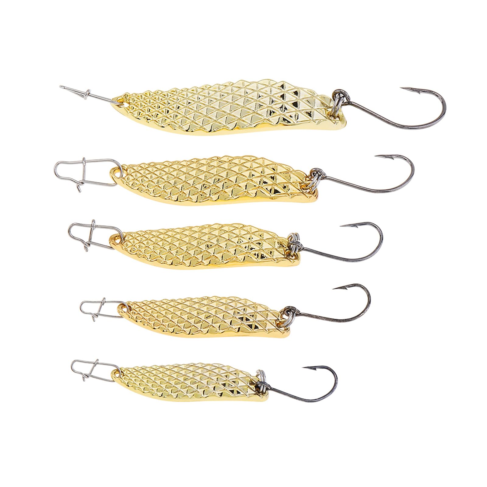OriGlam 5pcs Metal Fishing Lures Spoon Spinner Baits, Hard Metal Fishing Lures Spinnerbait Spoon Sequins Spoons Hard Bait for Saltwater Freshwater Trout Bass Salmon (Gold)