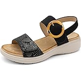 UBFEN Womens Walking Sandals With Arch Support Open Toe Comfy Casual Wedge Summer Shoes