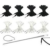 Serobela 8 Pcs Flat Drawstring Cord Replacement for Sweatpants Pants Shorts | 1/2" x 59" Long with Easy Threader for Hoodies, Gym Shorts, Black/White