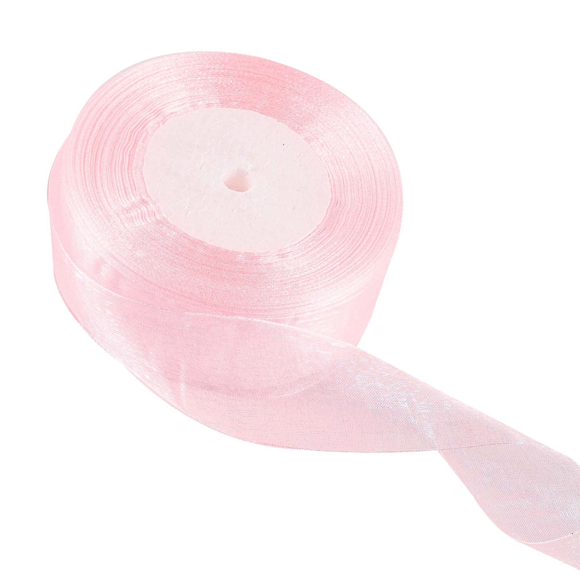40mm Baby Pink Organza Ribbon for Gift Wrapping & Crafts - Thick Chiffon Ribbon for Weddings, Christmas, DIY Projects